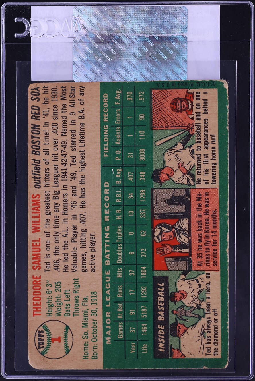 1954 Topps Ted Williams #1 CGC AUTH