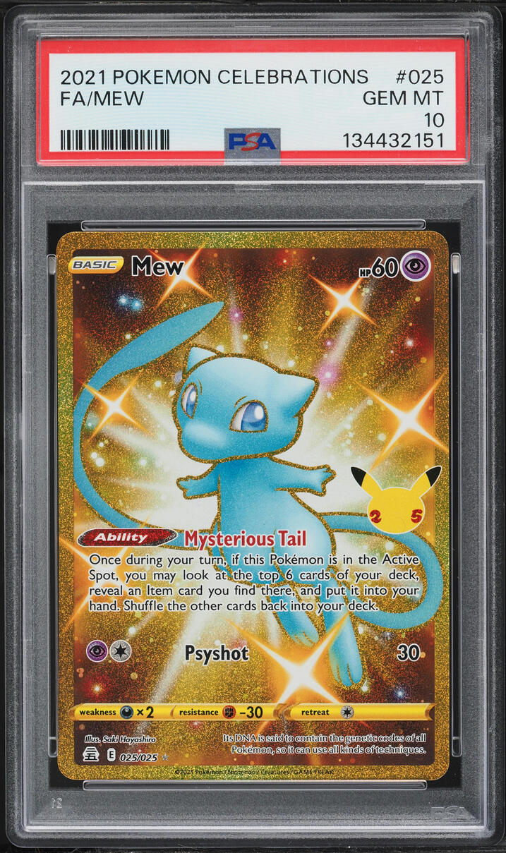 2021 Pokemon Sword & Shield Celebrations Gold Rare Mew #25 PSA 10 GEM MINT