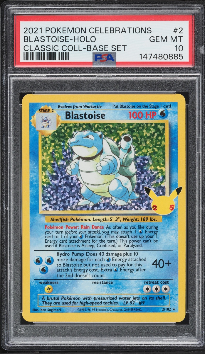 2021 Pokemon Sword & Shield Celebrations Classic Collection Holo Blastoise #2 PSA 10 GEM MINT