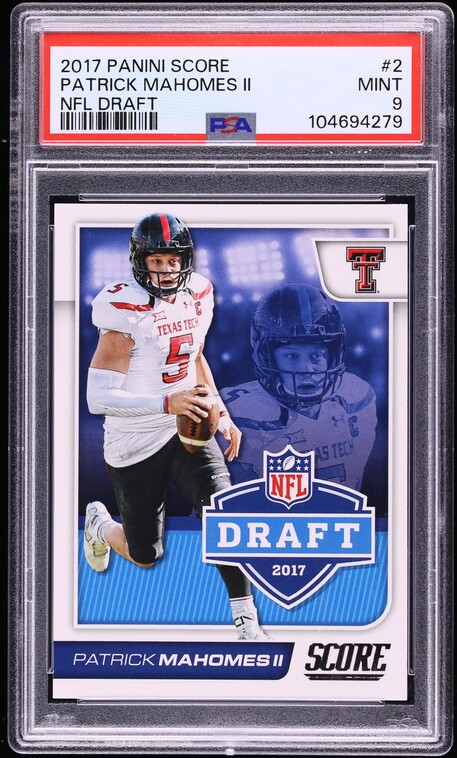 2017 Score NFL Draft Patrick Mahomes II ROOKIE #2 PSA 9 MINT