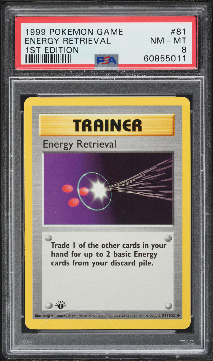 1999 Pokemon Base Set Shadowless 1st Edition Energy Retrieval #81 PSA 8 NM-MT