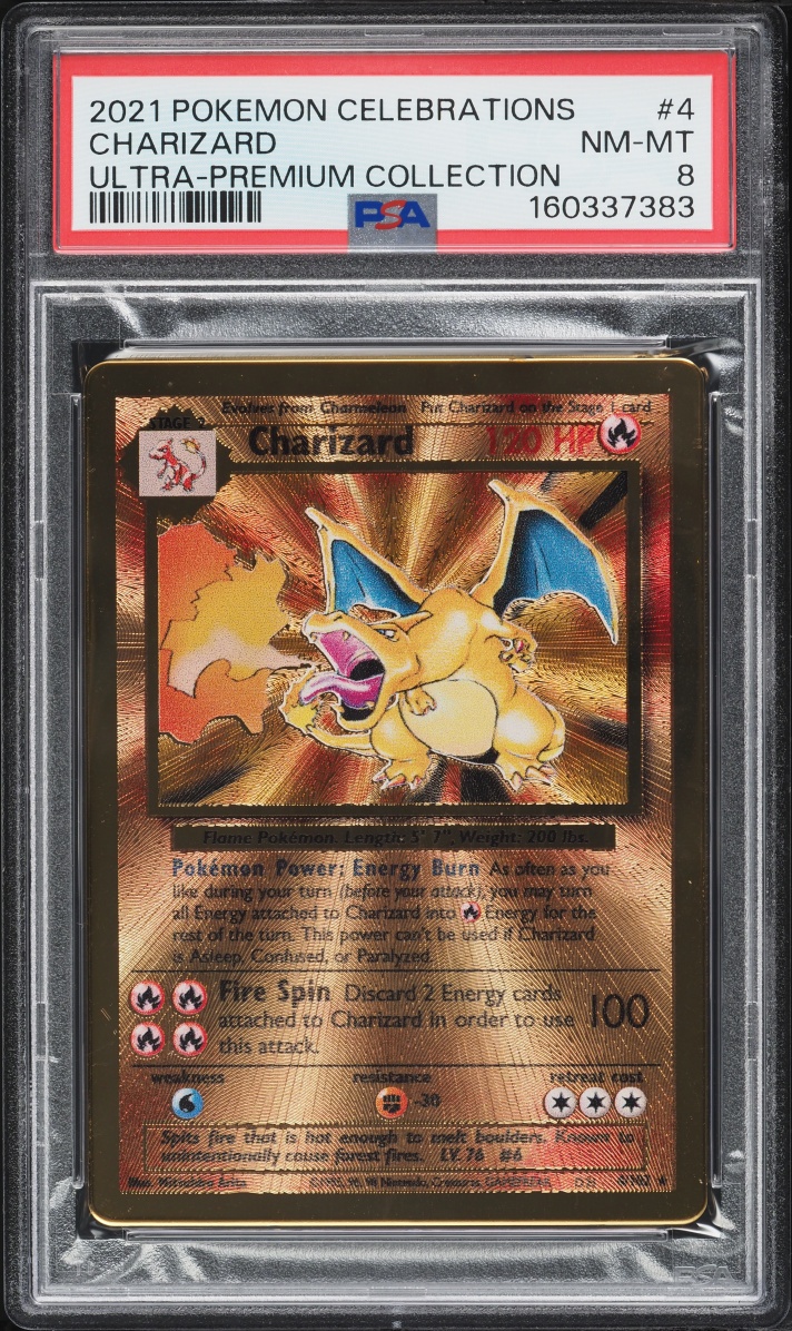 2021 Pokemon Sword & Shield Celebrations Ultra Premium Gold Metal Charizard #4 PSA 8 NM-MT