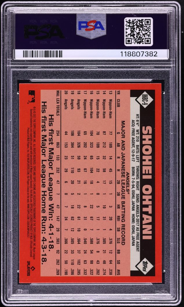 2021 Topps Chrome '86 Shohei Ohtani #86BC-9 PSA 8 NM-MT