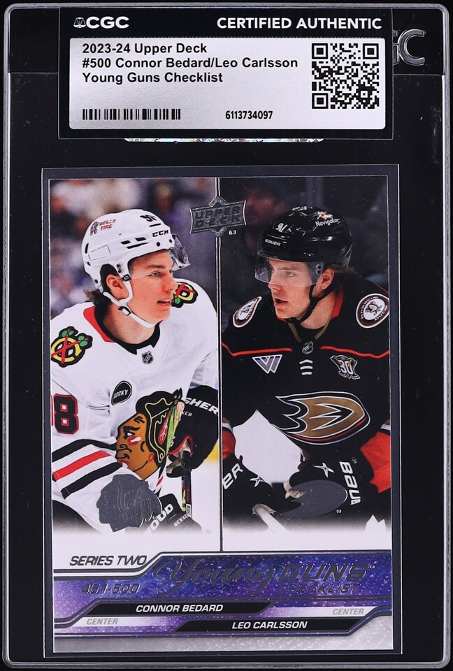 2023 Upper Deck Young Guns Checklist Connor Bedard Leo Carlsson ROOKIE #500 CGC AUTH