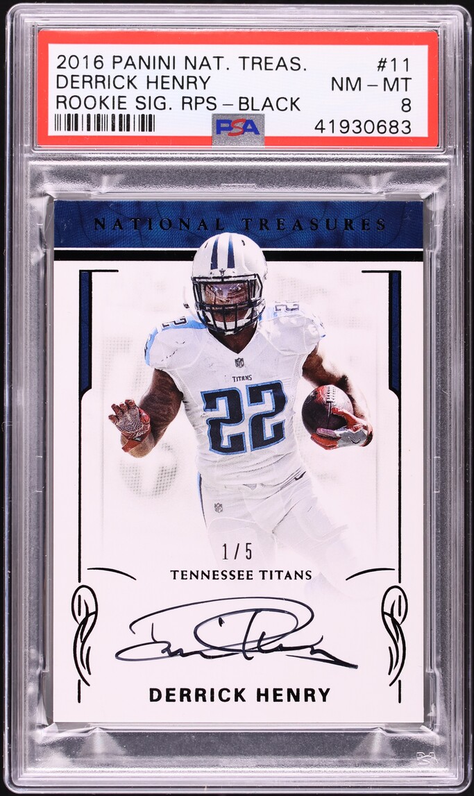 2016 National Treasures RPS Black Derrick Henry ROOKIE AUTO 1/5 #11 PSA 8 NM-MT - Photo 1