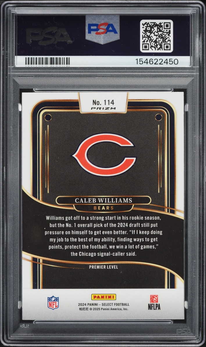 2024 Select Premier Level White Sparkle Prizm Caleb Williams ROOKIE #114 PSA 10 GEM MINT