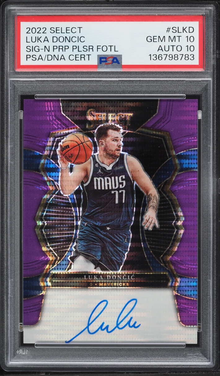 2022 Select Signatures Purple Pulsar FOTL Luka Doncic AUTO DNA 10 /15 #SLKD PSA 10 GEM MINT