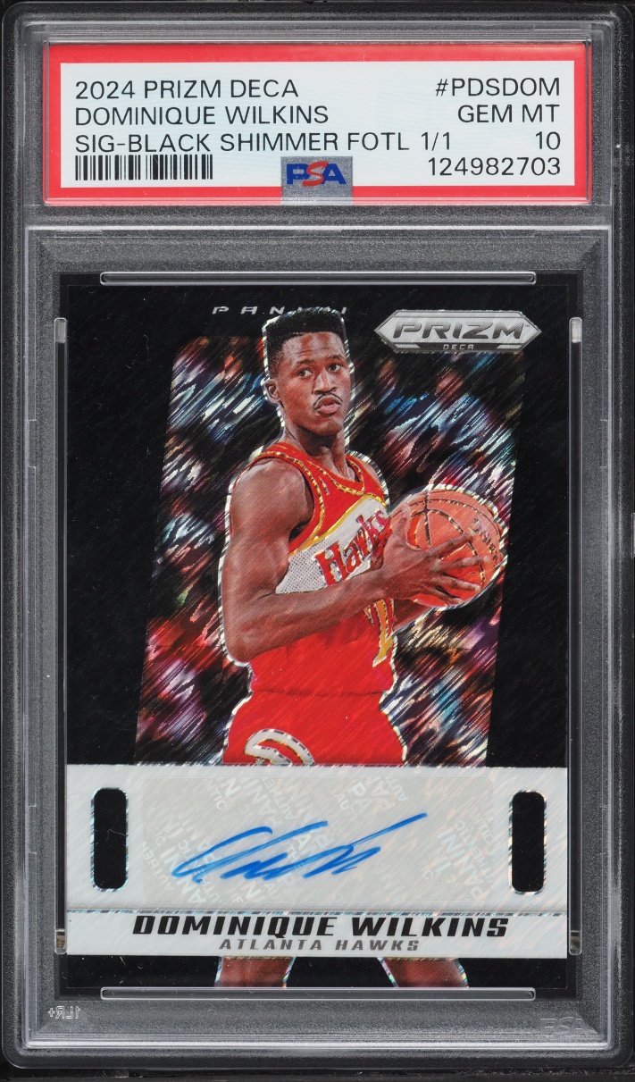 2024 Panini Prizm Deca Signatures Black Shimmer FOTL Dominique Wilkins AUTO 1/1 PSA 10 GEM MINT