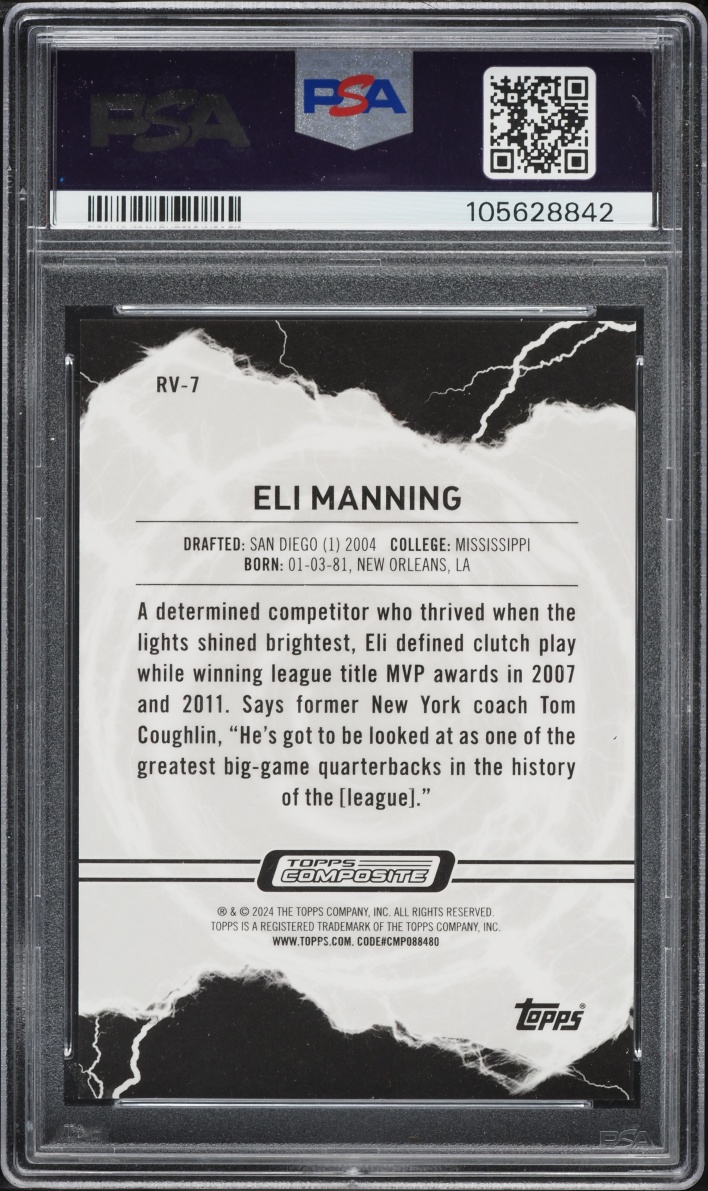 2023 Topps Composite Resurgence Voltaic Superfractor Eli Manning 1/1 #RV-7 PSA 10 GEM MINT