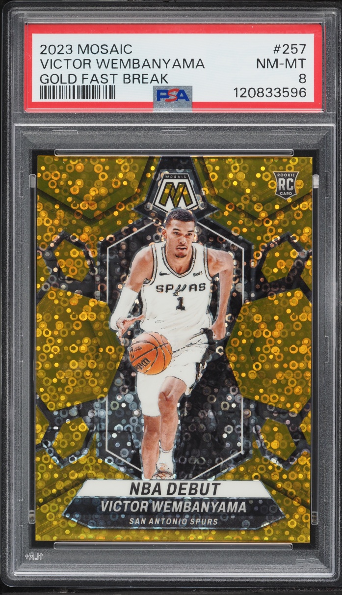 2023 Panini Mosaic Gold Fast Break Victor Wembanyama ROOKIE 10/10 #257 PSA 8 NM-MT
