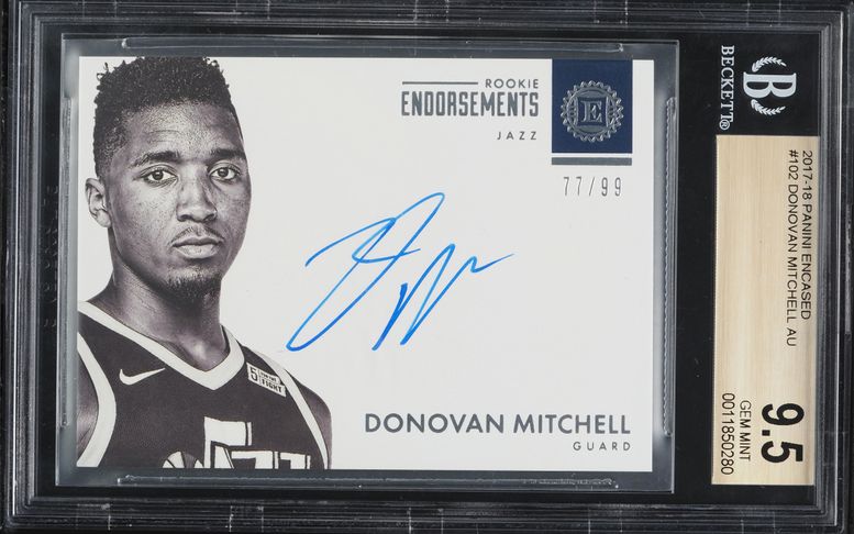 2017 Panini Encased Donovan Mitchell ROOKIE AUTO /99 #180 BGS 9.5