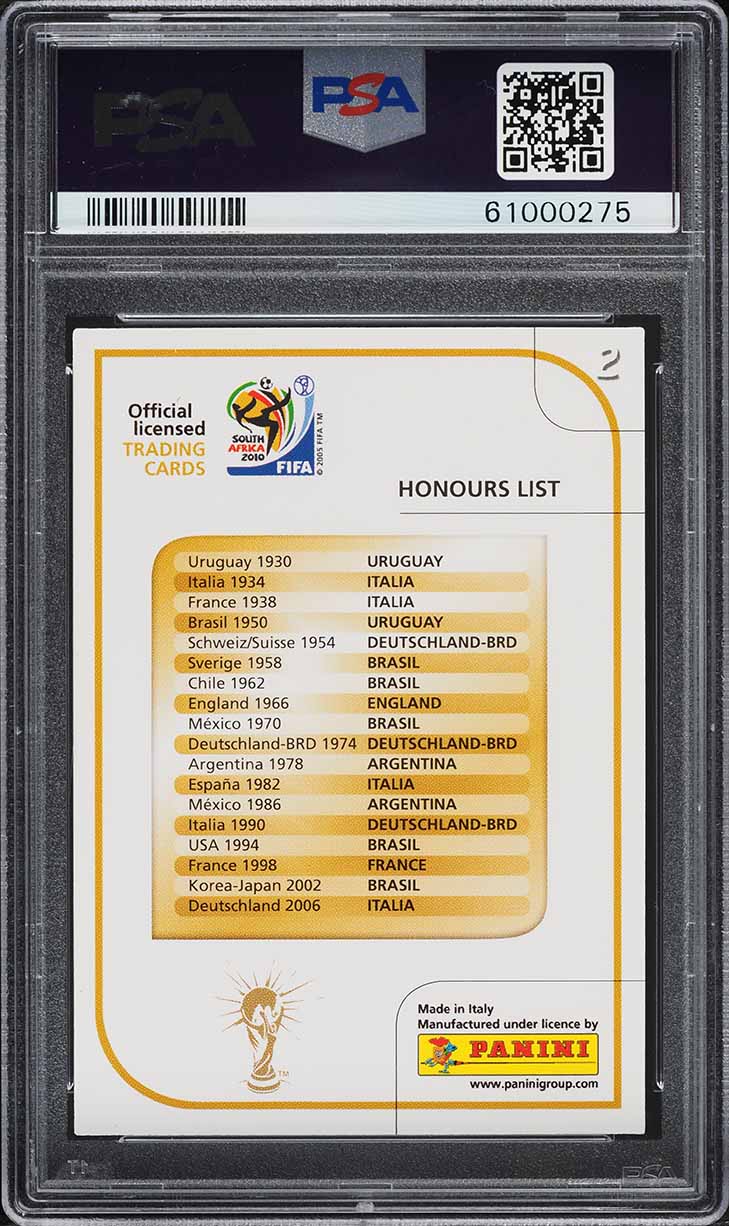 2010 Panini World Cup South Africa World Cup Trophy #2 PSA 9 MINT
