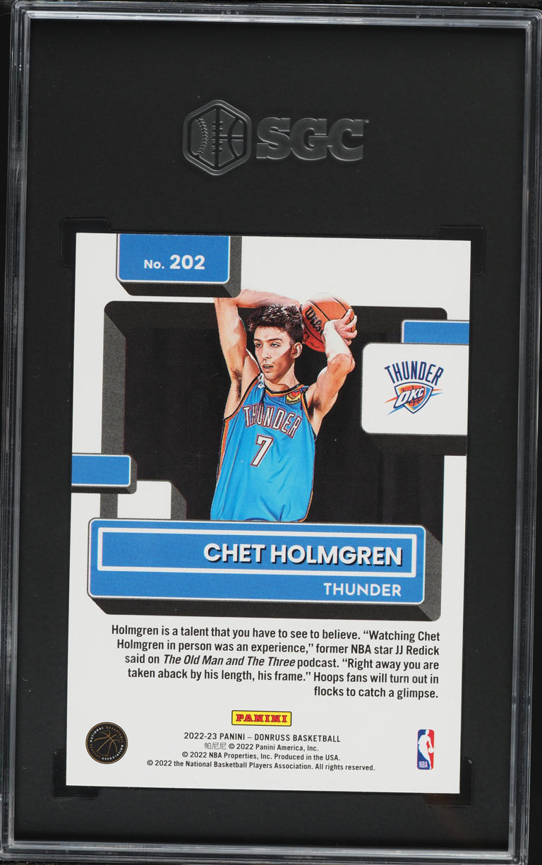 2022 Donruss Holo Green Laser Chet Holmgren ROOKIE #202 SGC 9 MINT