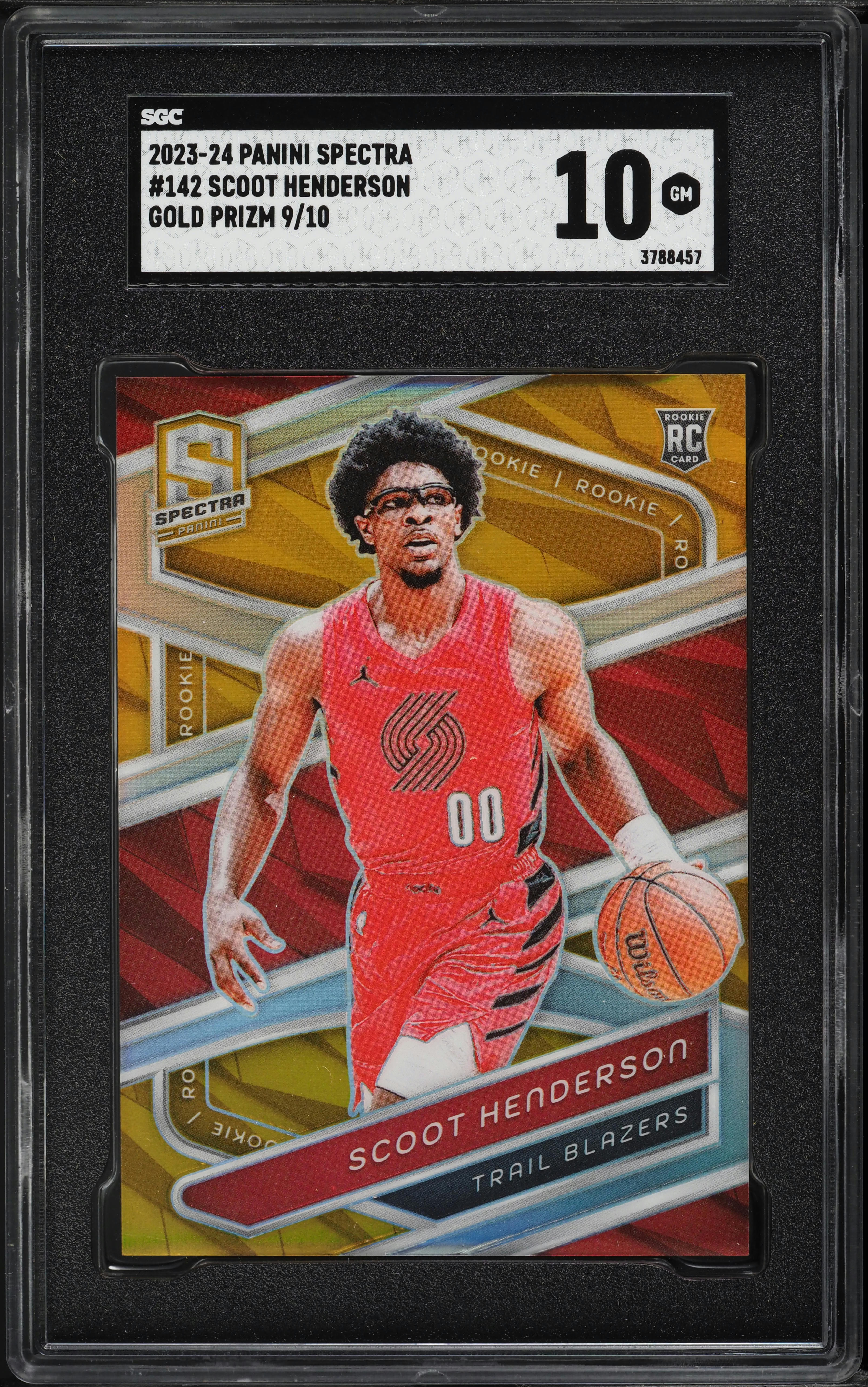 2023 Panini Spectra Gold Prizm Scoot Henderson ROOKIE /10 #142 SGC