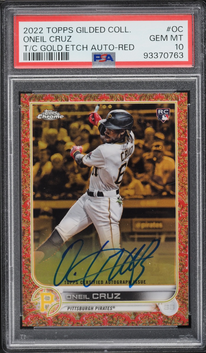 2022 Topps Chrome Gilded Collection Gold Etch Red Oneil Cruz ROOKIE AUTO /5 #GEA-OC PSA 10 GEM