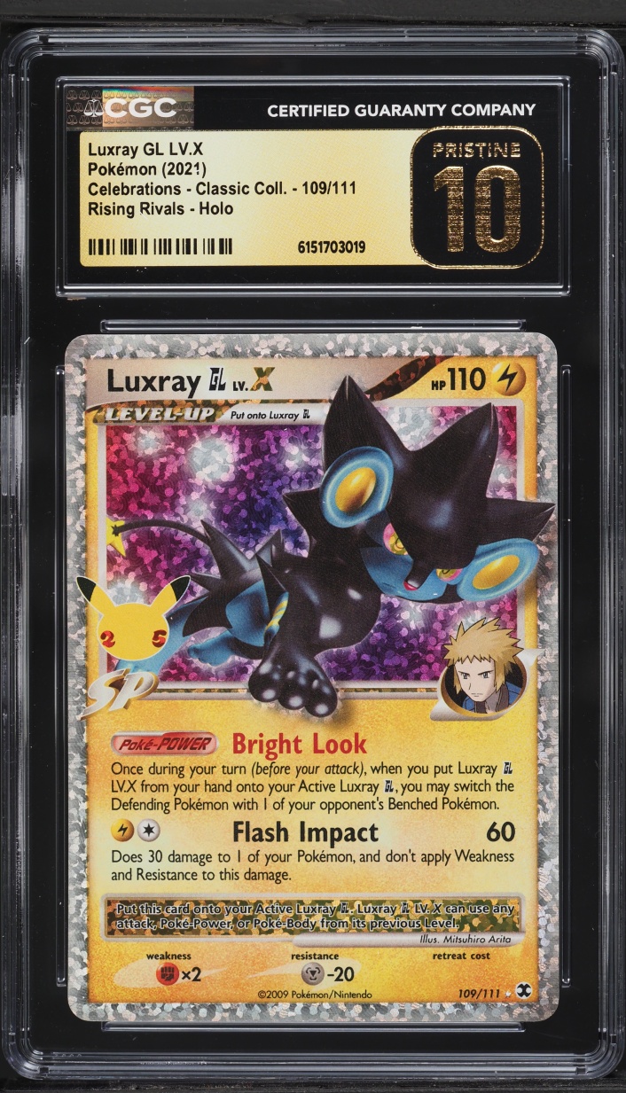 2021 Pokemon Sword & Shield Celebrations Classic Holo Luxray GL LV.X #109 CGC 10 PRISTINE