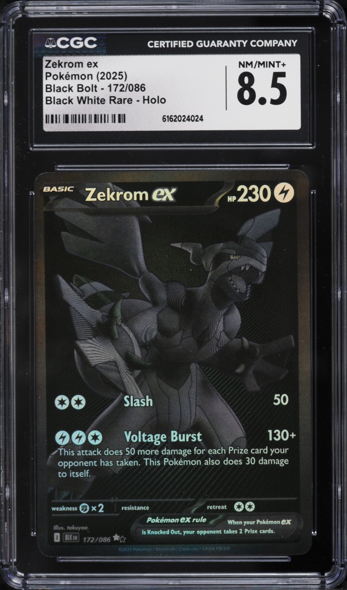2025 Pokemon Scarlet & Violet Black Bolt BWR Zekrom EX #172 CGC 8.5 NM-MT+