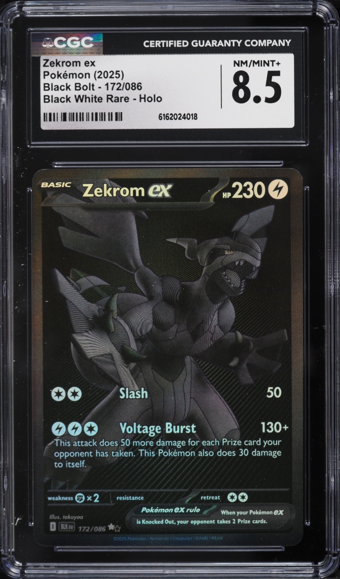 2025 Pokemon Scarlet & Violet Black Bolt BWR Zekrom EX #172 CGC 8.5 NM-MT+
