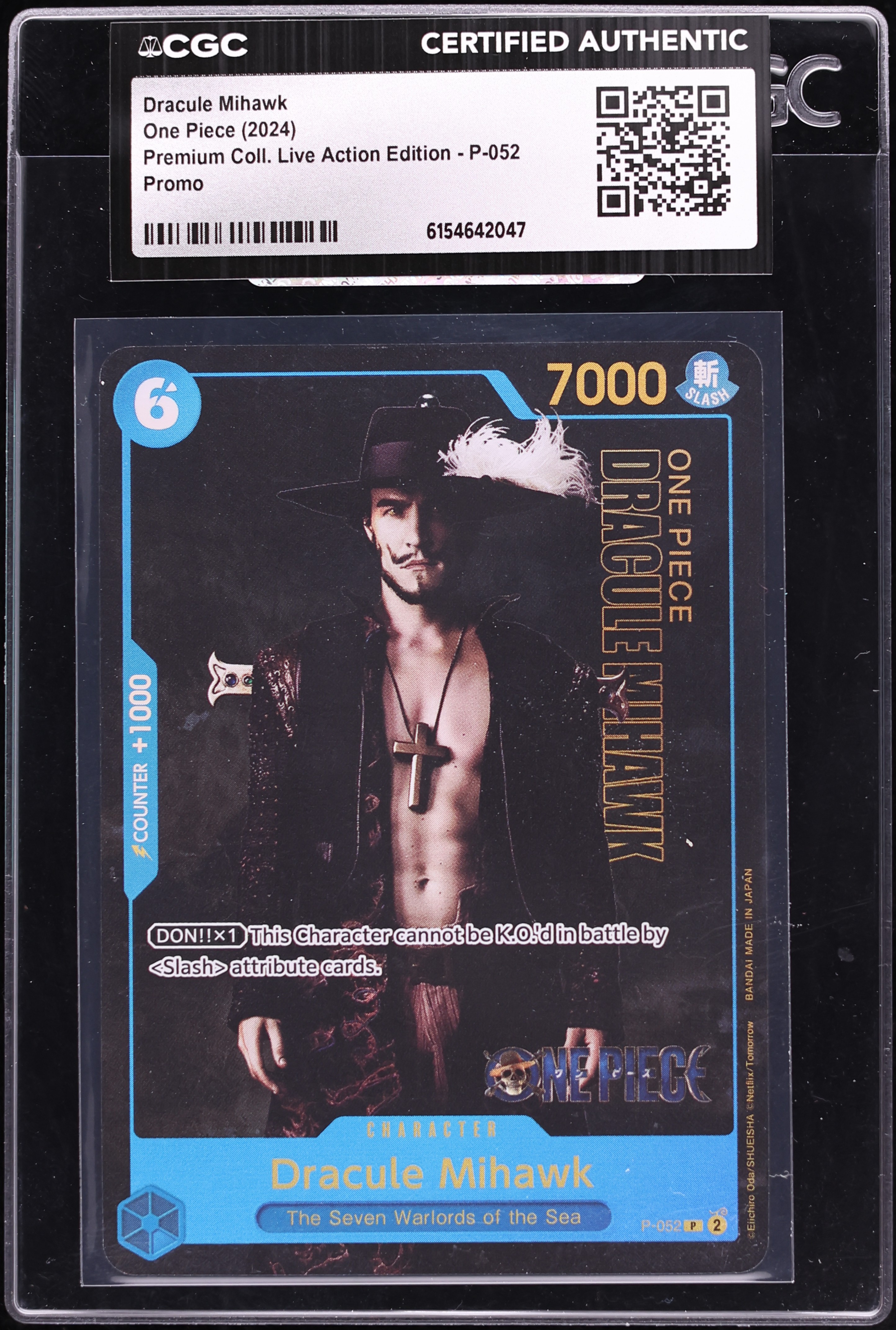 2024 One Piece Promo Premium Collection Live Action Edition Dracule Mihawk #P-052 CGC AUTH