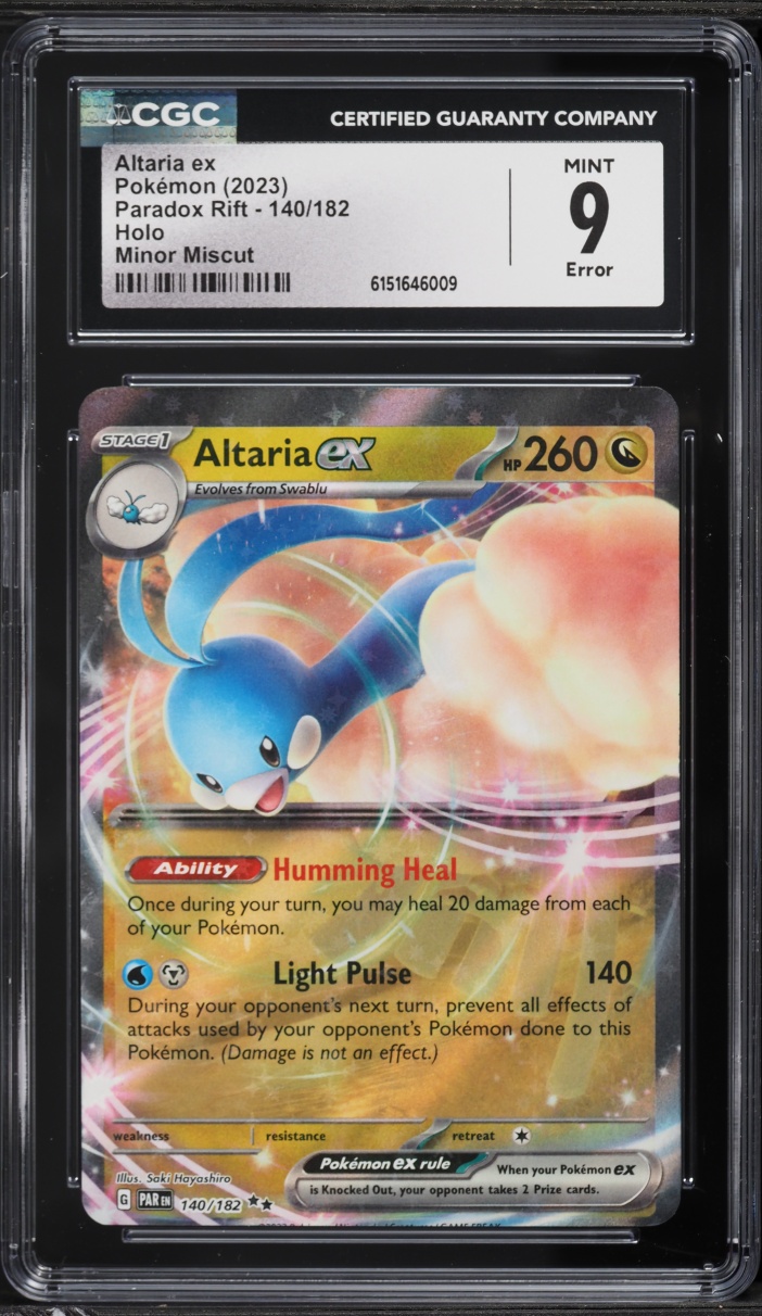 2023 Pokemon Scarlet & Violet Paradox Rift Minor Miscut Holo Altaria ex #140 CGC 9 MINT