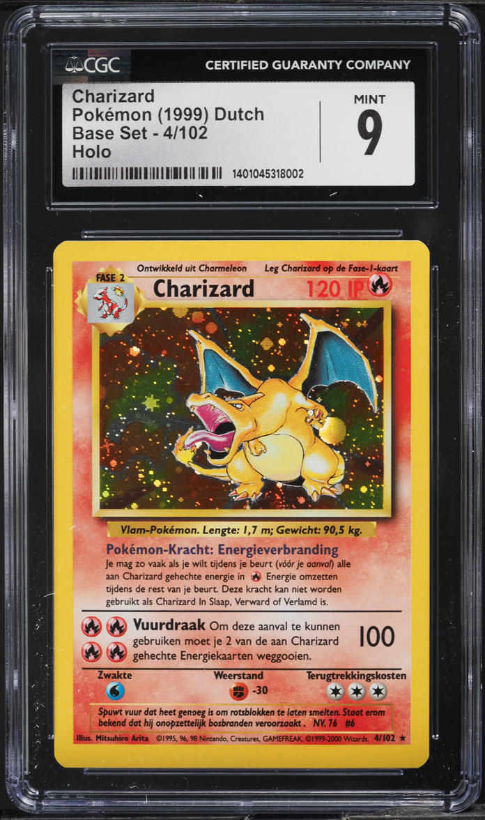 1999 Pokemon Dutch Base Set Holo Charizard #4 CGC 9 MINT