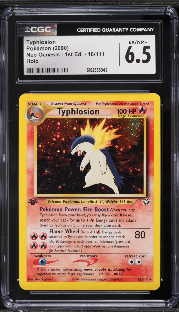 2000 Pokemon Neo Genesis 1st Edition Holo Typhlosion #18 CGC 6.5 EXMT+