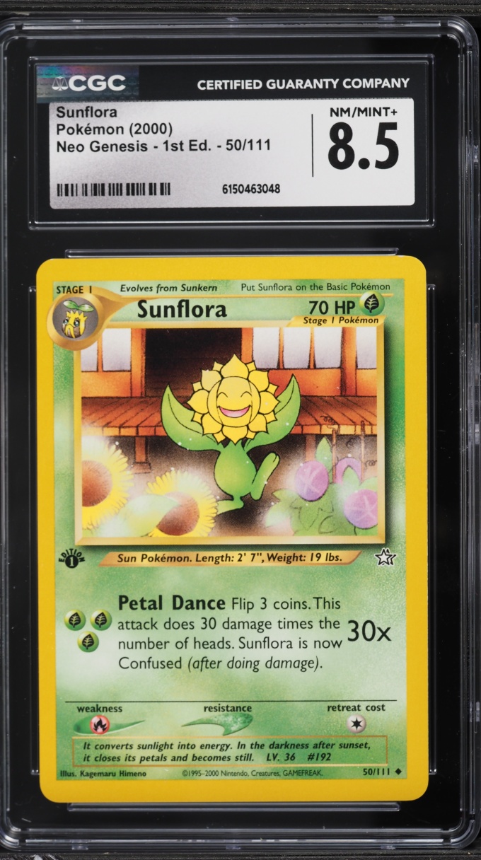2000 Pokemon Neo Genesis 1st Edition Sunflora #50 CGC 8.5 NM-MT+