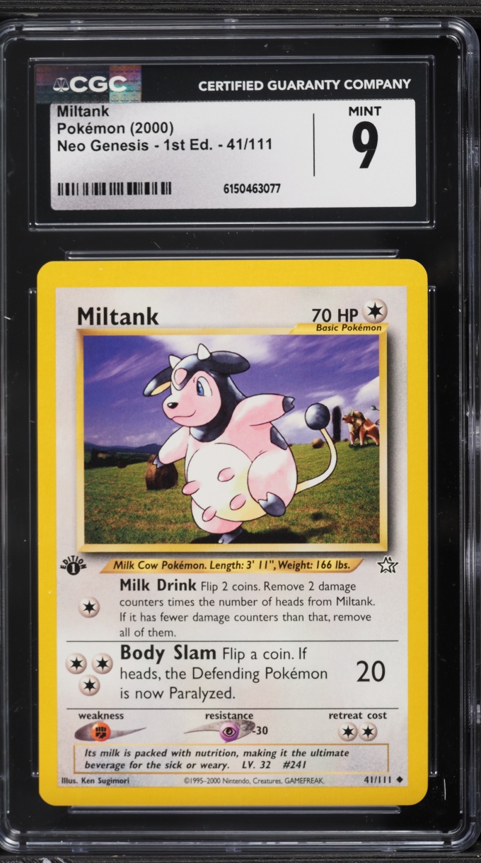 2000 Pokemon Neo Genesis 1st Edition Miltank #41 CGC 9 MINT