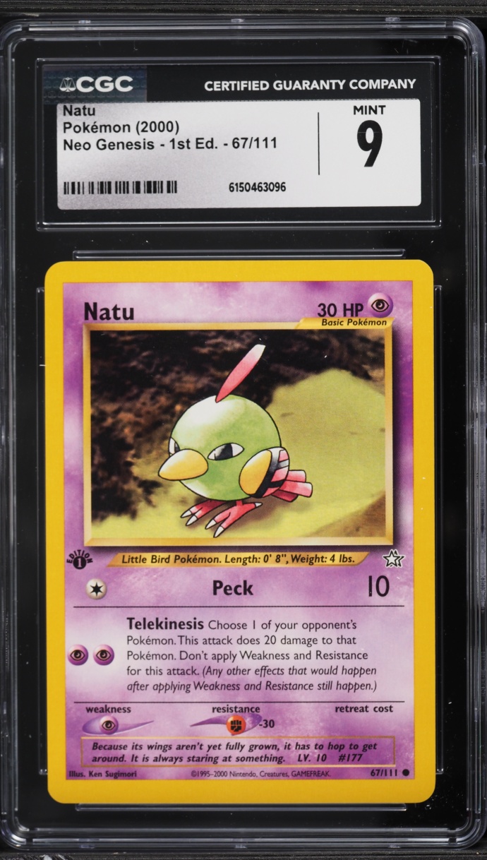 2000 Pokemon Neo Genesis 1st Edition Natu #67 CGC 9 MINT