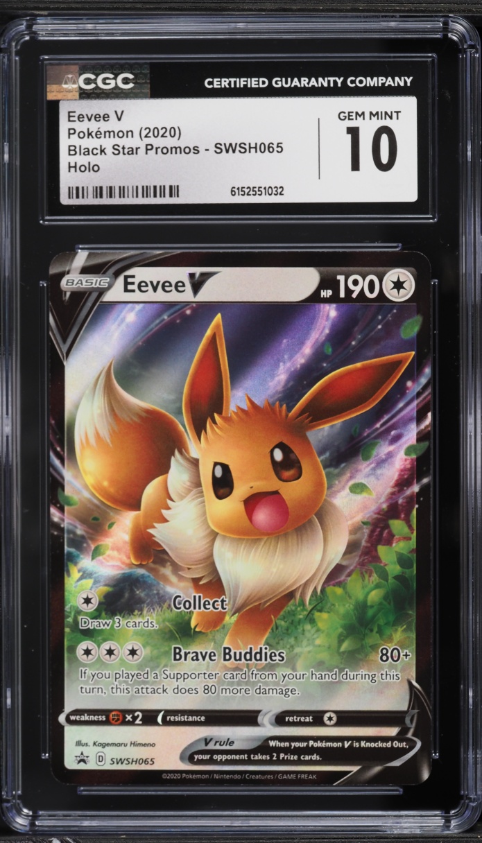 2020 Pokemon Sword & Shield Black Star Promo Eevee V #SWSH065 CGC 10 GEM MINT