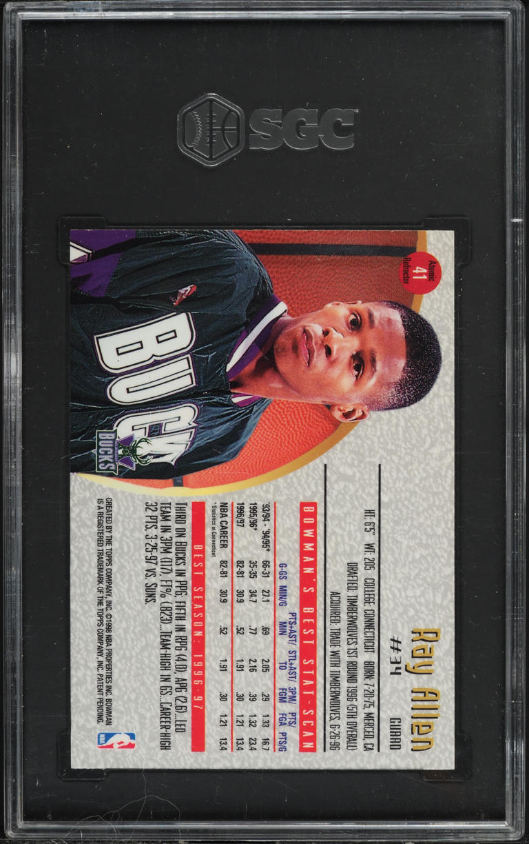 1997 Bowman's Best Atomic Refractor Ray Allen #41 SGC 9 MINT