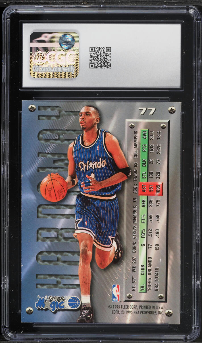 1995 Metal Basketball Anfernee Hardaway #77 CGC 7.5 NRMT+