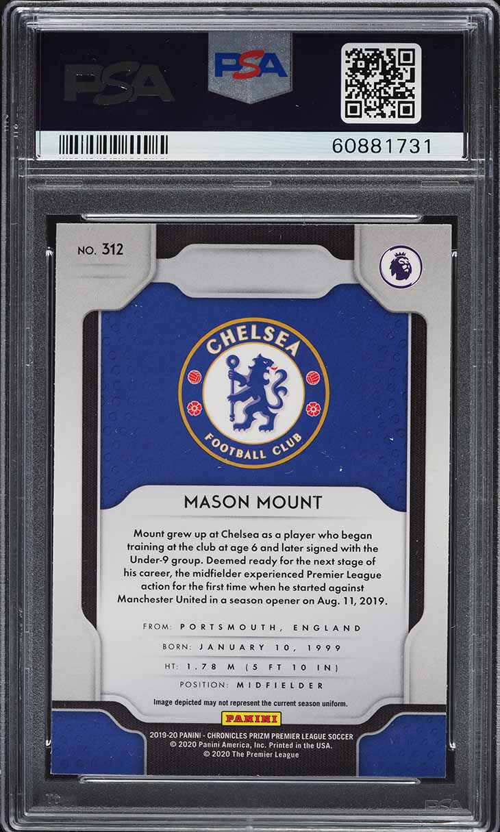 2019 Panini Chronicles Prizm Update Mason Mount ROOKIE #312 PSA 9 MINT