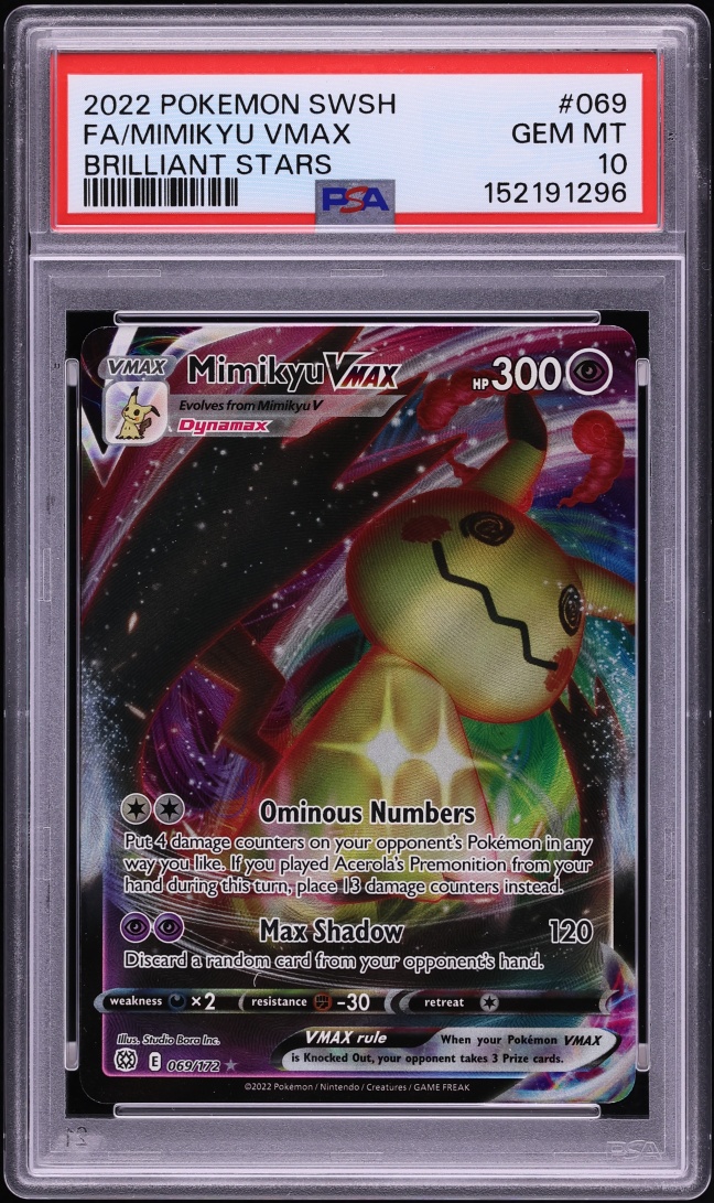 2022 Pokemon Sword & Shield Brilliant Stars Full Art Mimikyu VMAX #69 PSA 10 GEM MINT