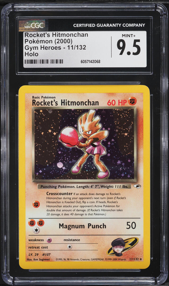 2000 Pokemon Gym Heroes Holo Rocket's Hitmonchan #11 CGC 9.5 MINT+