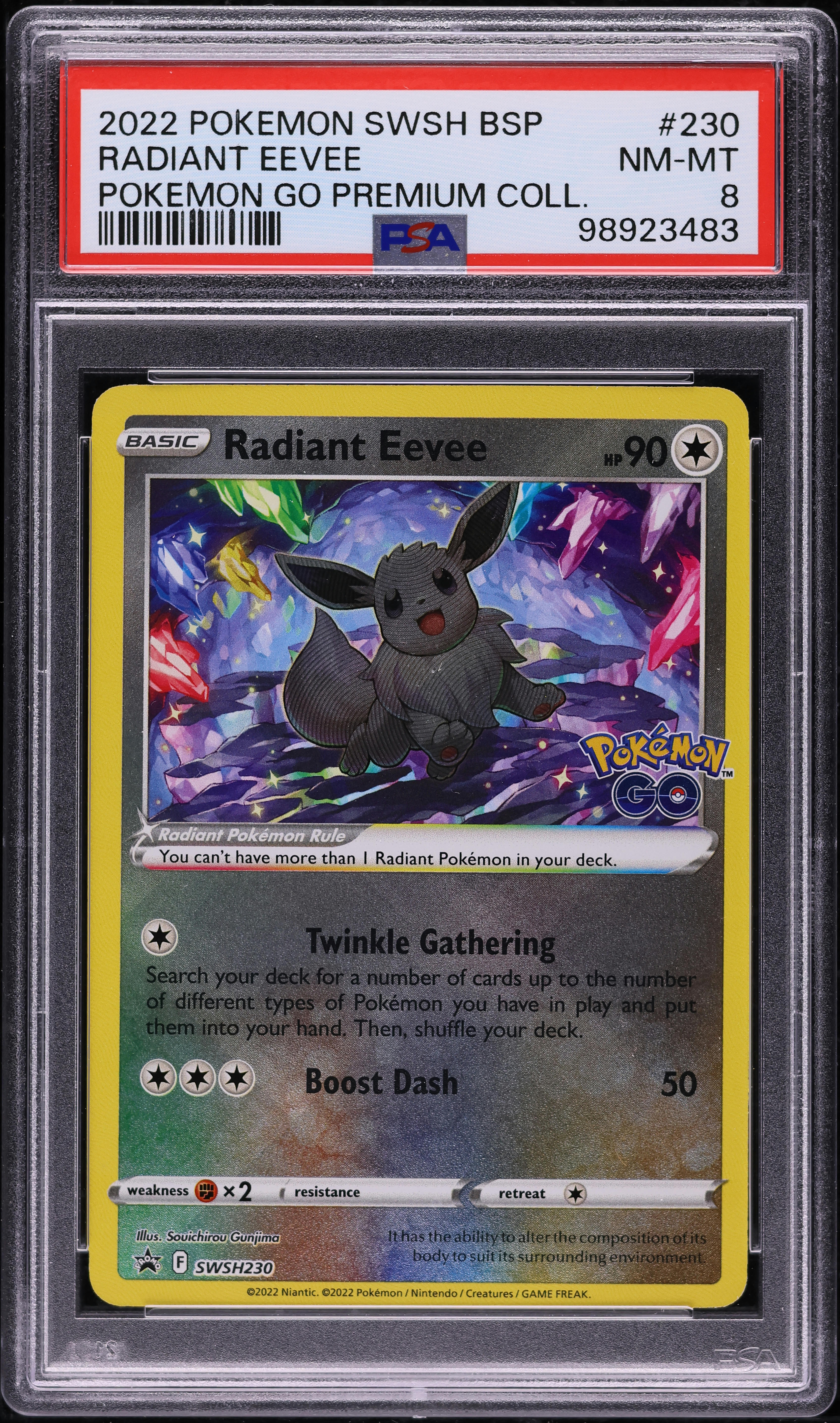 2022 Pokemon Sword & Shield Promo Pokemon GO Radiant Eevee #230 PSA 8 NM-MT
