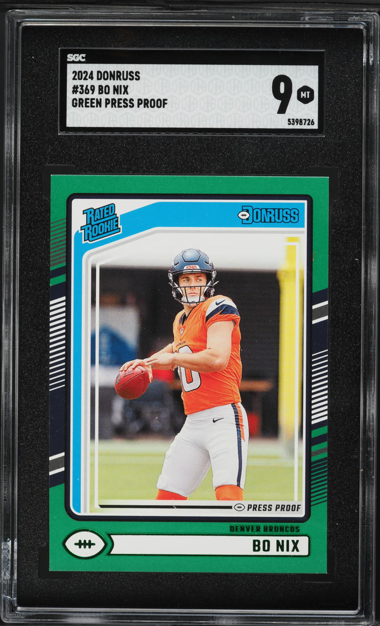 2024 Donruss Green Press Proof Bo Nix ROOKIE #369 SGC 9 MINT