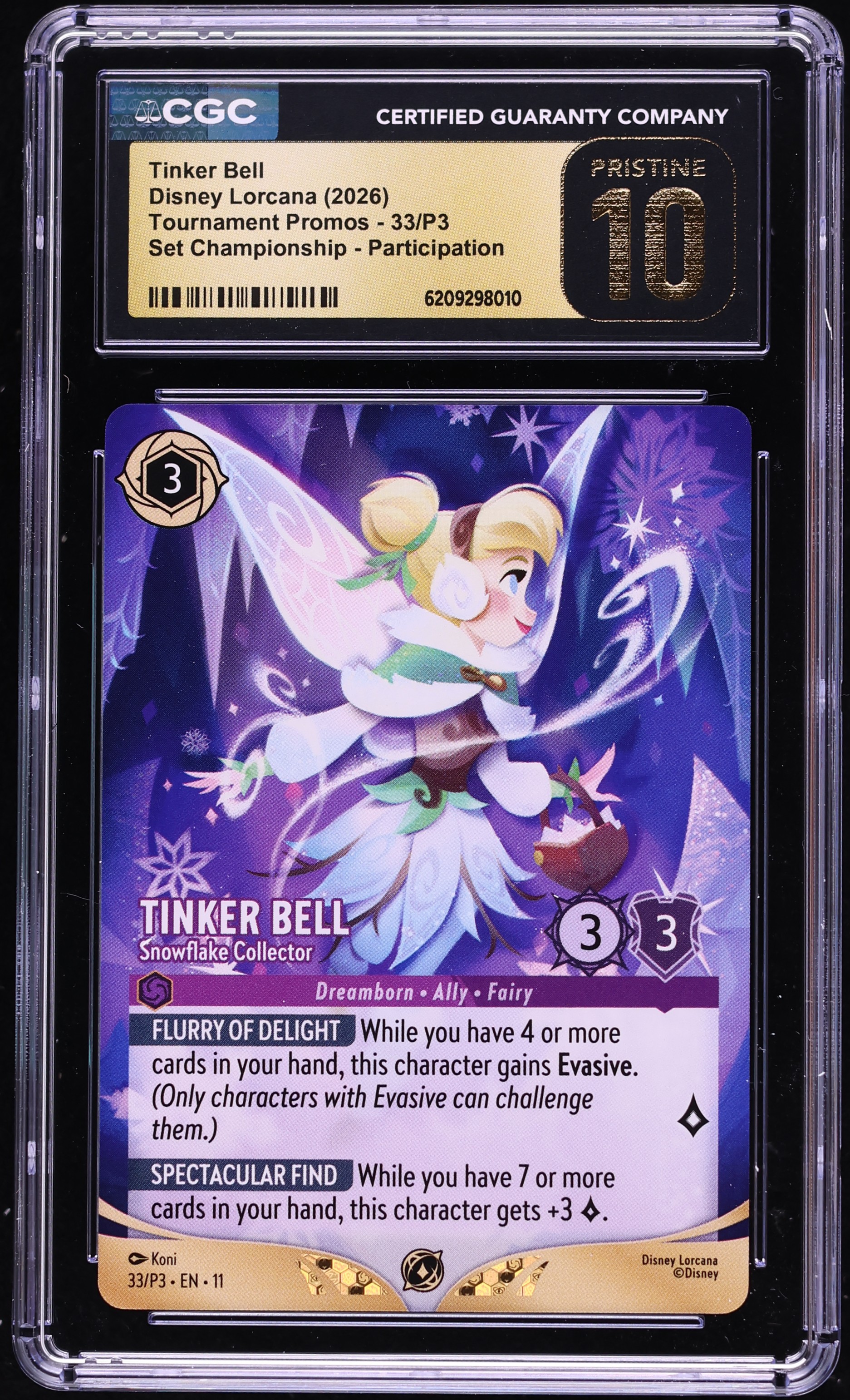 2026 Disney Lorcana Tournament Promo Championship Set Tinker Bell #33 CGC 10 PRISTINE