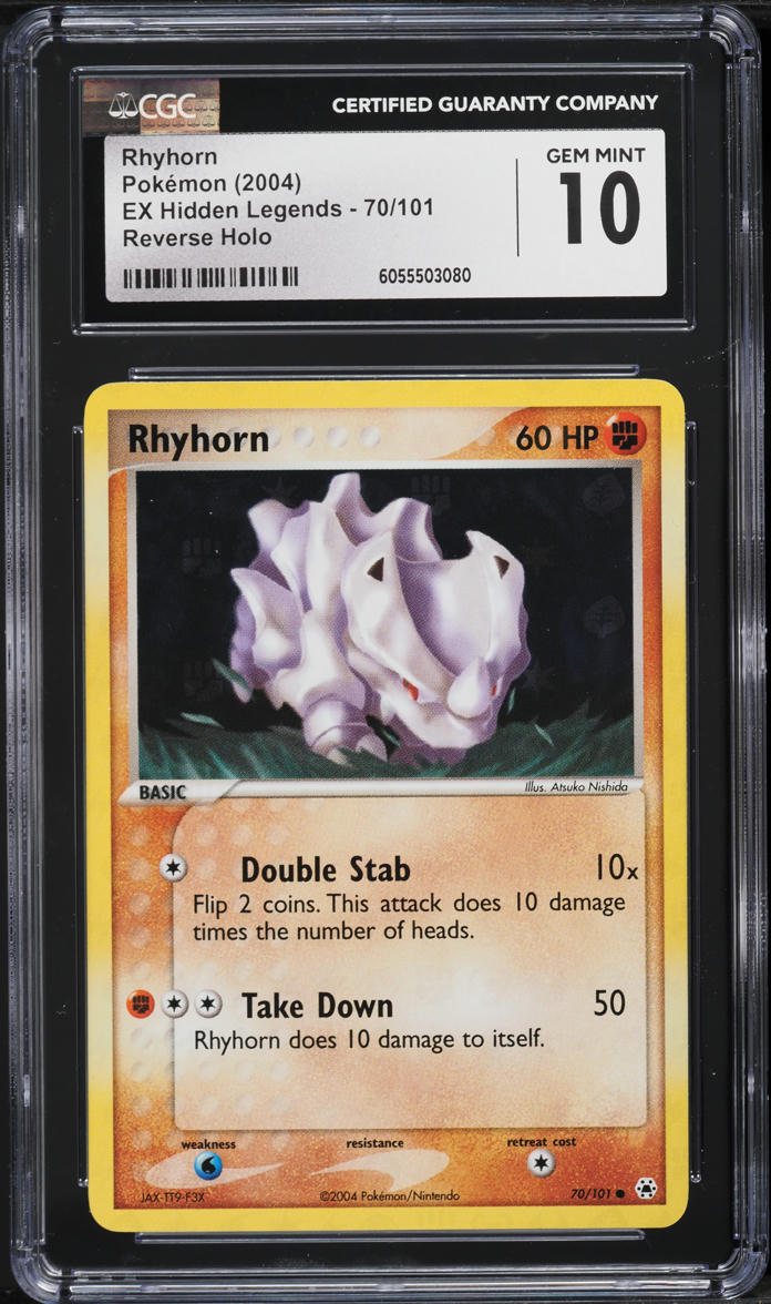 2004 Pokemon EX Hidden Legends Reverse Holo Rhyhorn #70 CGC 10 GEM MINT ...