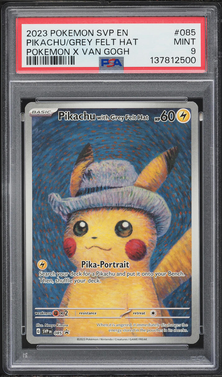2023 Pokemon Scarlet & Violet Promo Van Gogh Alt Art Pikachu With Grey Felt Hat #85 PSA 9 MINT