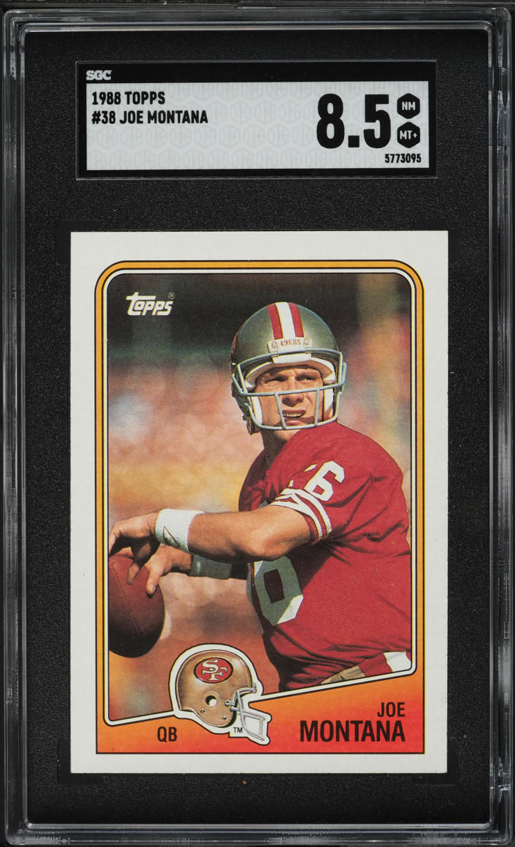 1988 Topps Football Joe Montana #38 SGC 8.5 NM-MT+