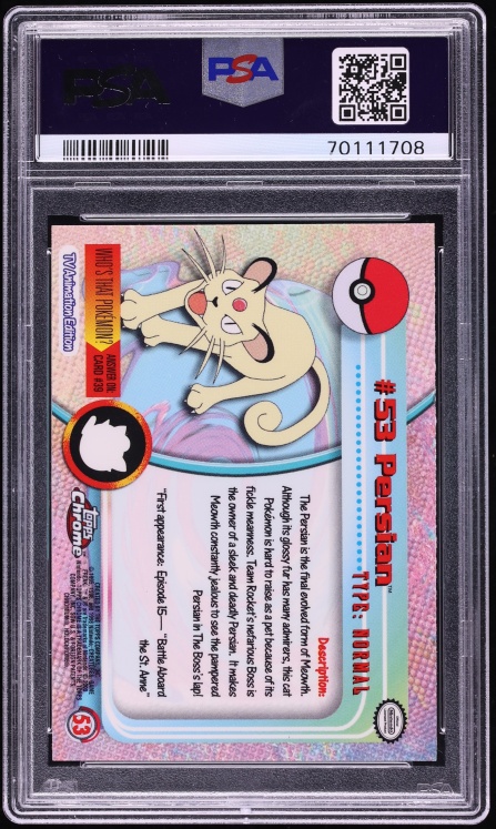2000 Topps Chrome Pokemon T.V. Persian #53 PSA 10 GEM MINT
