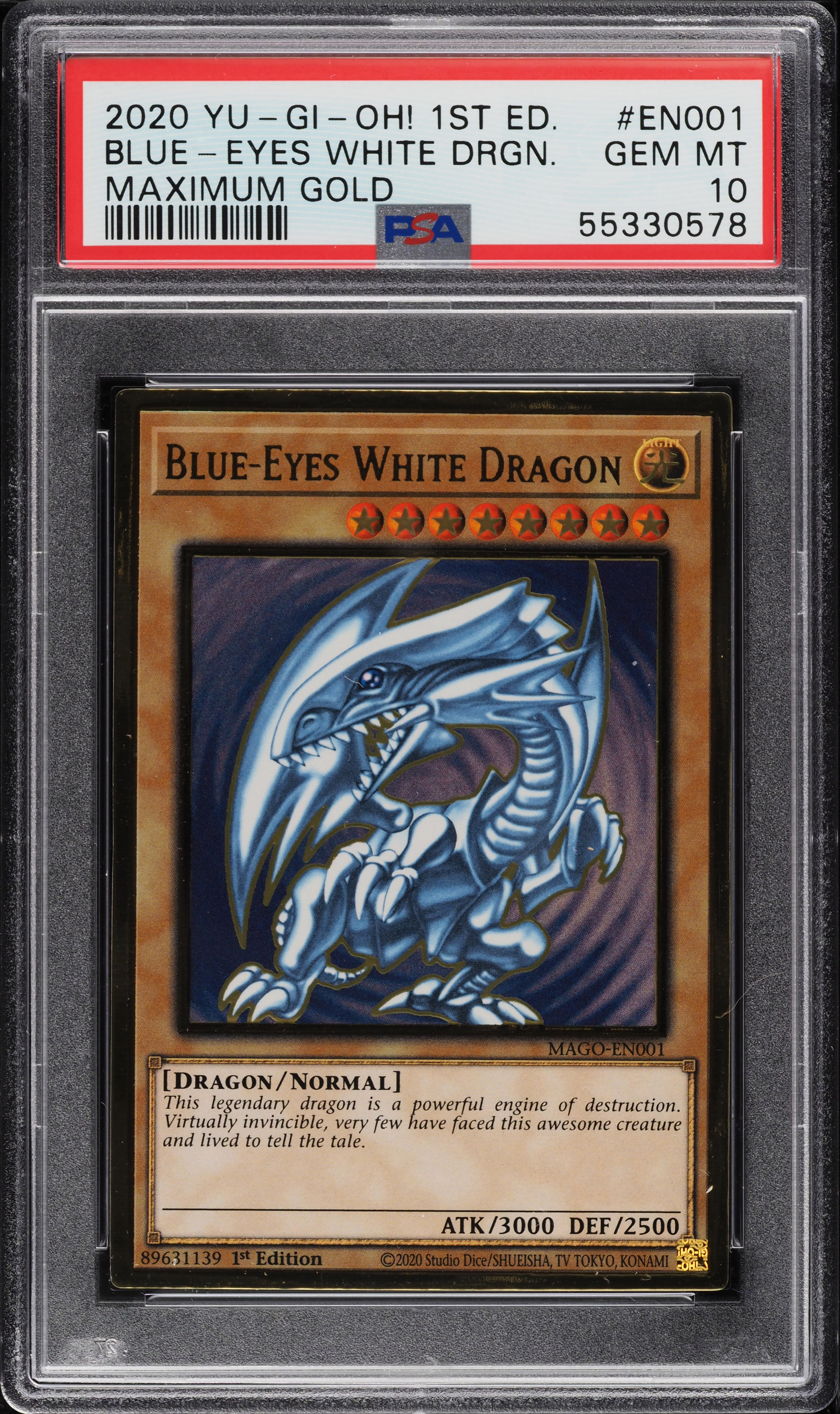 2020 Yu-Gi-Oh! Maximum Gold 1st Edition Blue-Eyes White Dragon #MAGO-EN001 PSA 10 GEM MINT
