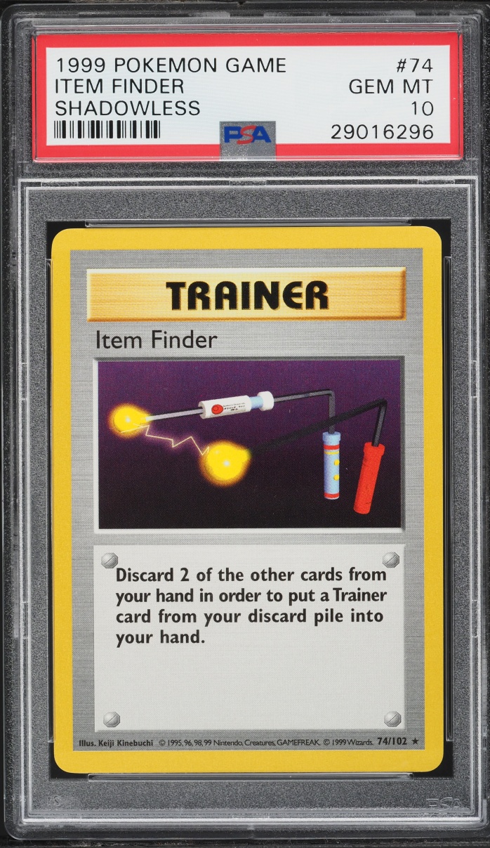 1999 Pokemon Base Set Shadowless Item Finder #74 PSA 10 GEM MINT