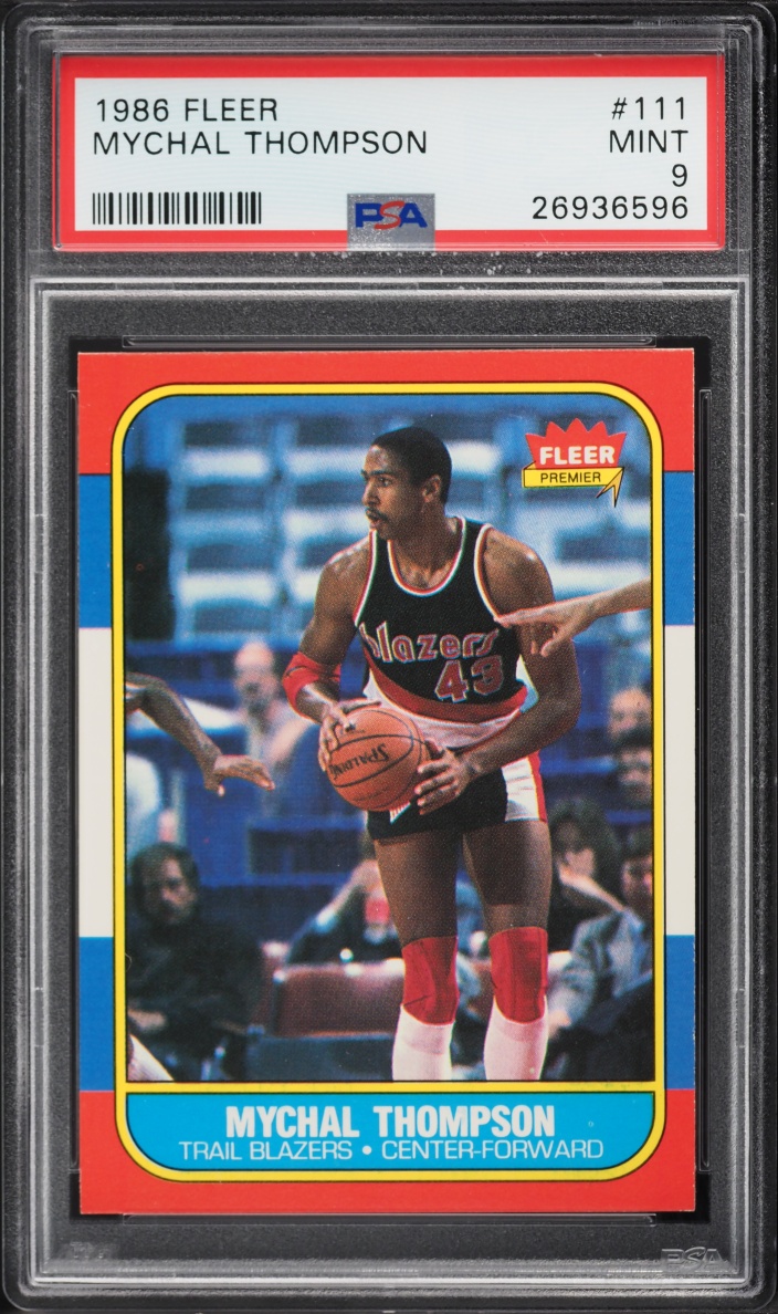 1986 Fleer Basketball Mychal Thompson #111 PSA 9 MINT