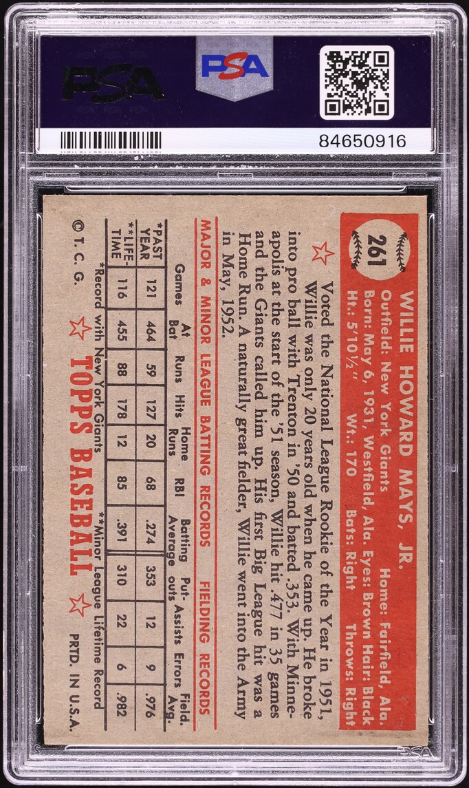 1952 Topps Willie Mays #261 PSA 4.5 VGEX+