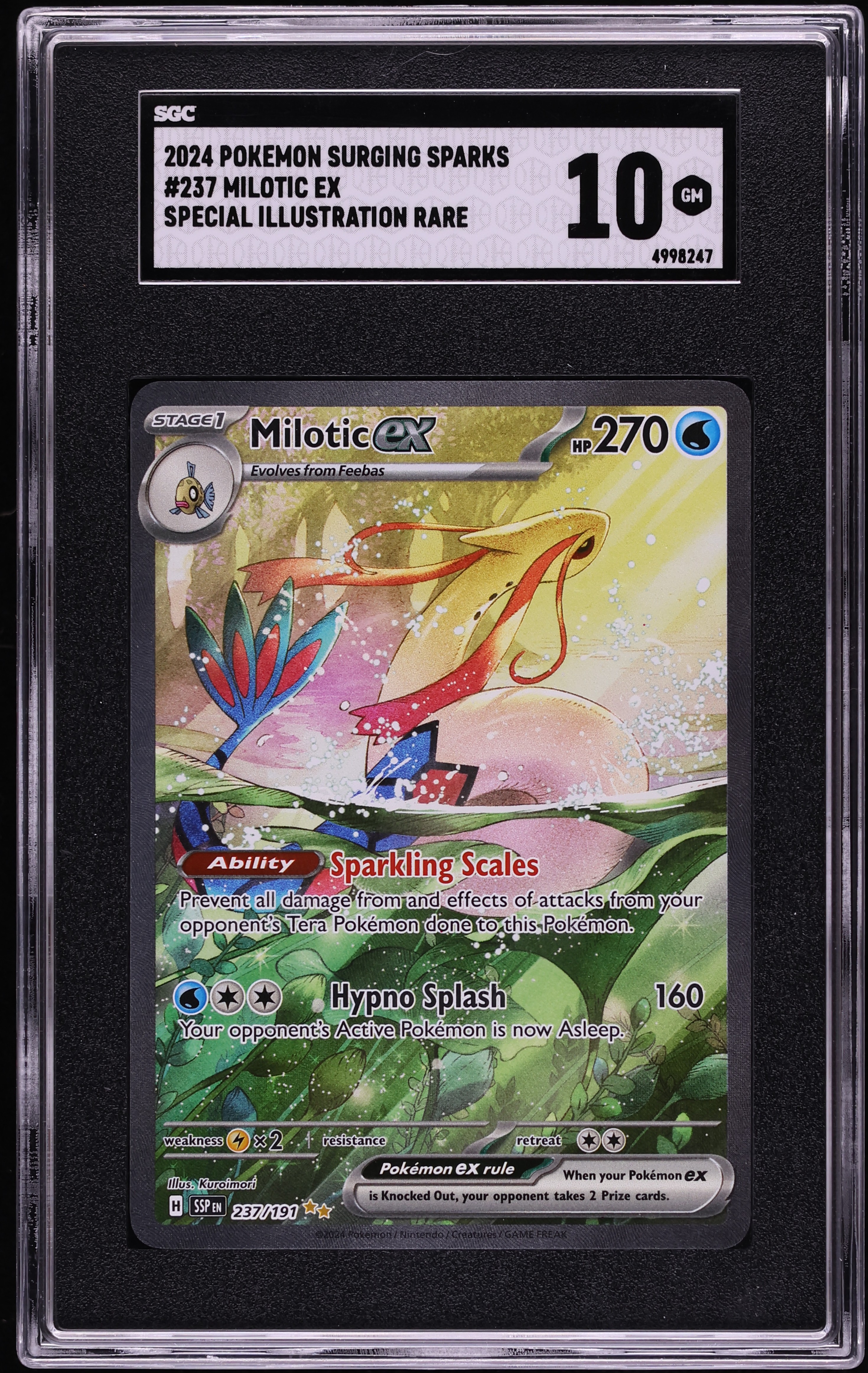 2024 Pokemon Scarlet & Violet Surging Sparks SIR Milotic Ex #237 SGC 10 GEM MINT