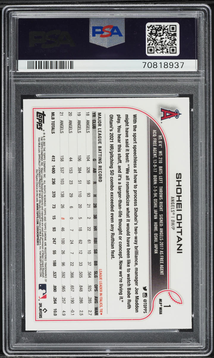 2022 Topps Chrome Logofractor Shohei Ohtani #1 PSA 10 GEM MINT