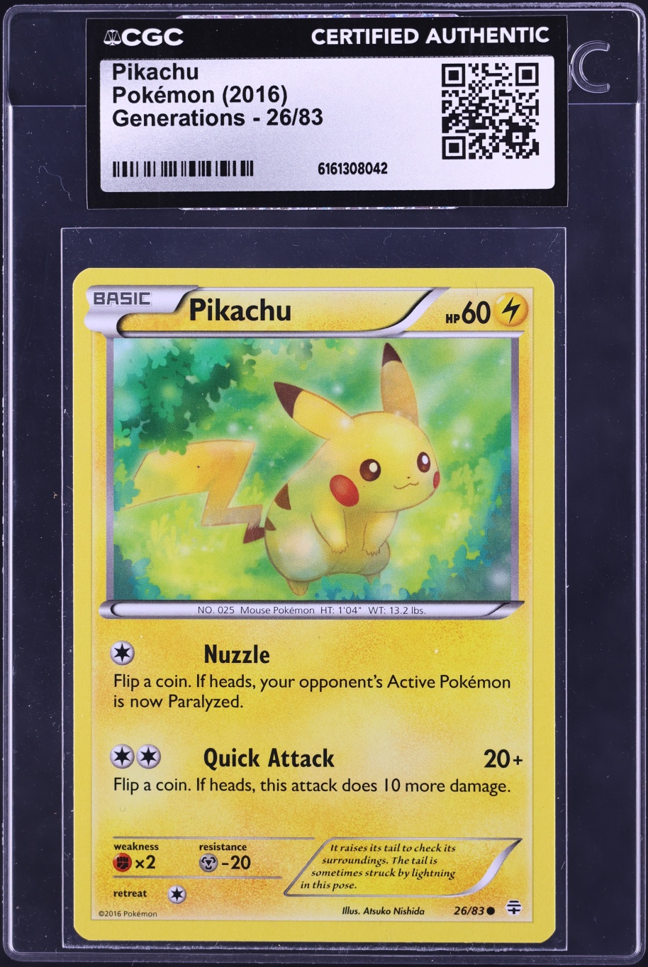 2016 Pokemon XY Generations Pikachu #26 CGC AUTH