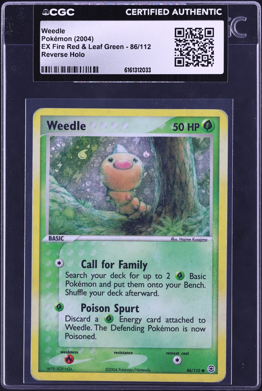 2004 Pokemon EX Fire Red & Leaf Green Reverse Holo Weedle #86 CGC AUTH